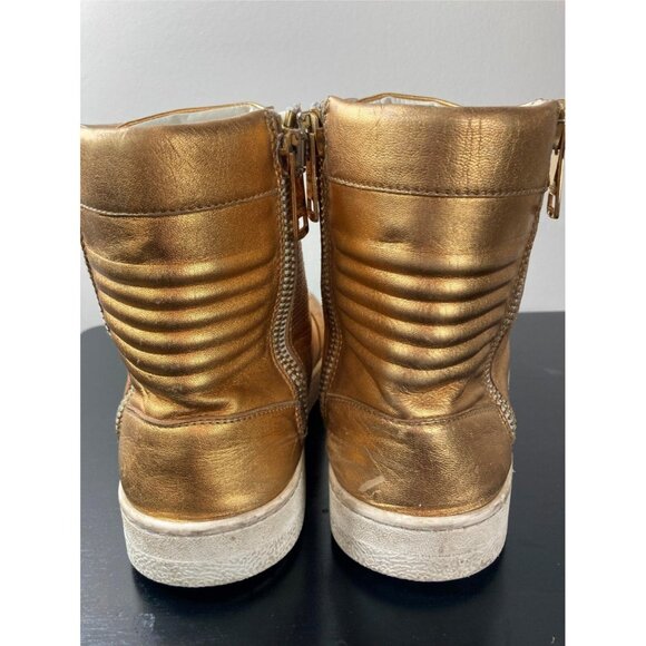 GUCCI Gold Leather High Top Sneakers US 9 - Picture 5 of 6